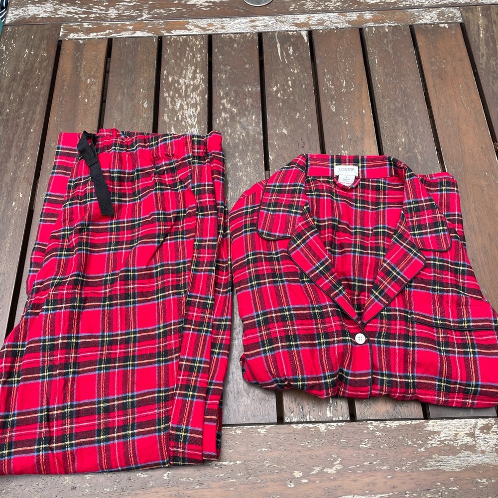 NWT J.Crew women’s Red Plaid Pajama Set large